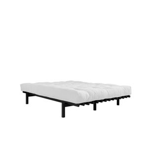 Dvoulůžková postel z borovicového dřeva s matrací Karup Design Pace Comfort Mat Black/Natural, 140 x 200 cm
