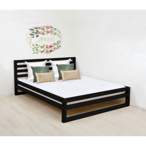 Černá dřevěná dvoulůžková postel Benlemi DeLuxe, 200 x 180 cm