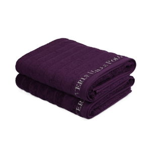 Sada 2 fialových bavlněných ručníků, 140 x 70 cm