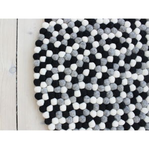 Černo-bílý kuličkový vlněný koberec Wooldot Ball Rugs, ⌀ 200 cm