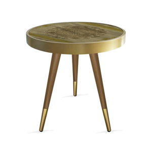 Příruční stolek Rassino Wooden Brown Yellow Circle, ⌀ 45 cm