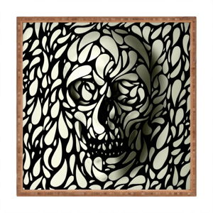 Dřevěný dekorativní servírovací tác Skull, 40 x 40 cm