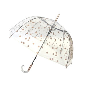 Transparentní holový deštník s detaily ve zlaté barvě Ambiance Birdcage Dots, ⌀ 85 cm
