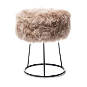 Stolička se světle hnědým sedákem z ovčí kožešiny Royal Dream, ⌀ 36 cm