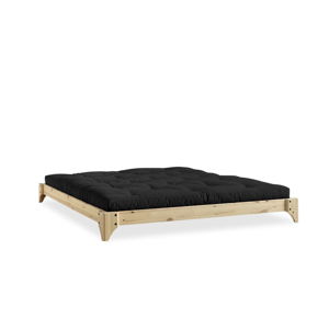 Dvoulůžková postel z borovicového dřeva s matrací Karup Design Elan Double Latex Natural Clear/Black, 140 x 200 cm