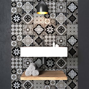 Sada 9 nástěnných samolepek Ambiance Cement Tiles Charltina, 10 x 10 cm